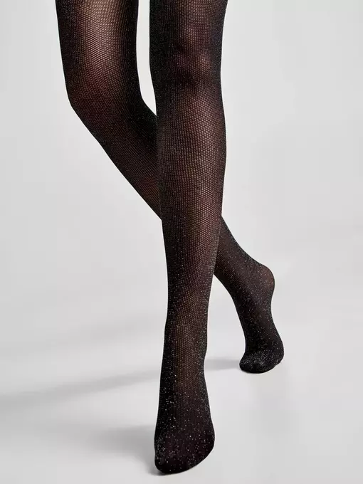Сияющие колготки с имитацией мелкой сетки rete lurex nero, 20С-93СП, 2, CONTE ELEGANT,  - 3