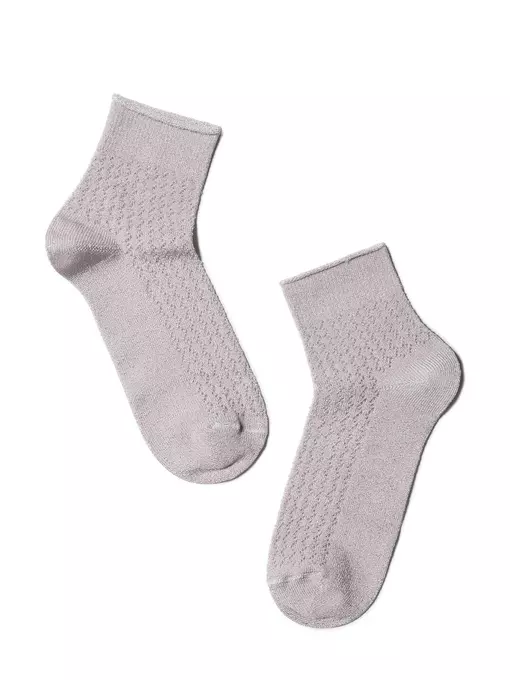 Ажурные женские носки ajour из вискозы с люрексом 180 пепельно-розовый, 19С-186СП, 38-39 (25), CONTE ELEGANT,  - 2