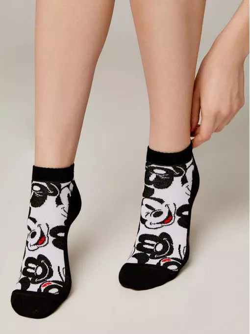 Короткие женские носки с рисунками минни маус ©disney 360 черно-белый, , 36-39 (23-25), , - 2