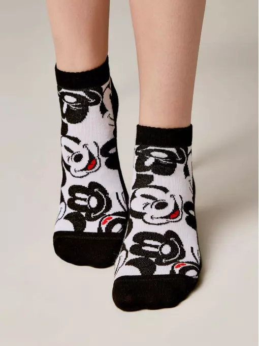 Короткие женские носки с рисунками минни маус ©disney 360 черно-белый, , 36-39 (23-25), , - 3