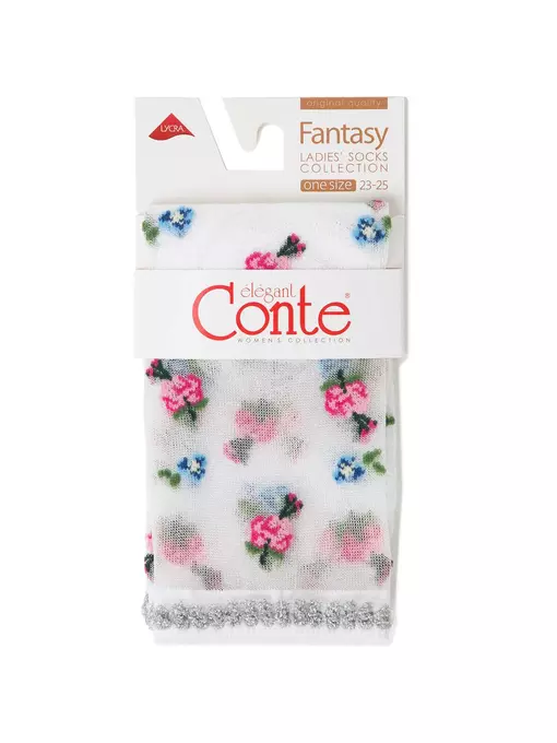 Носки женские conte elegant fantasy (с пикотом из люрекса) 137 белый, 18С-19СП, 36-37 (23), CONTE ELEGANT,  - 3