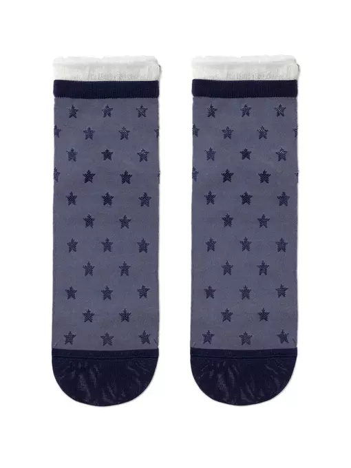 Носки женские classic из вискозы с глянцевым рисунком и декоративной прозрачной сеткой  491 джинс, 19С-189СП, 36-37 (23), CONTE ELEGANT,  - 2