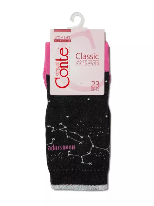 Носки женские conte classic (стразы, люрекс) 122 черный-розовый, 17С-46СП, 36-37 (23), CONTE ELEGANT,  - 3