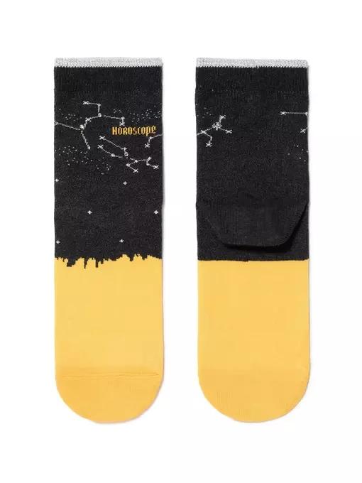 Носки женские conte classic (стразы, люрекс) 122 черный-желтый, 17С-46СП, 36-37 (23), CONTE ELEGANT,  - 2