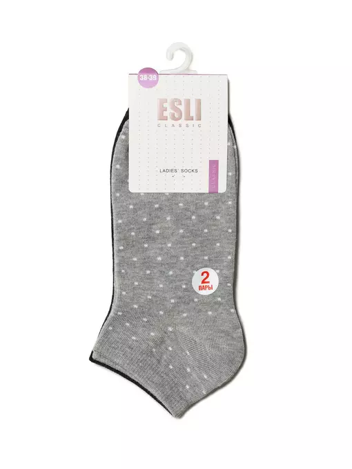 Носки женские esli classic (короткие, 2 пары) 802 черный-серый, 14С-116СПЕ, 36-39 (23-25), ESLI,  - 5