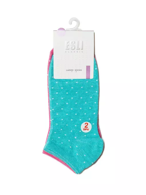 Носки женские esli classic (короткие, 2 пары) 802 розовый-бирюза, 14С-116СПЕ, 38-39 (25), ESLI,  - 5