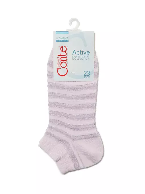 Носки женские хлопковые active (короткие, люрекс) 123 светло-розовый, 17С-71СП, 36-37 (23), CONTE ELEGANT,  - 3