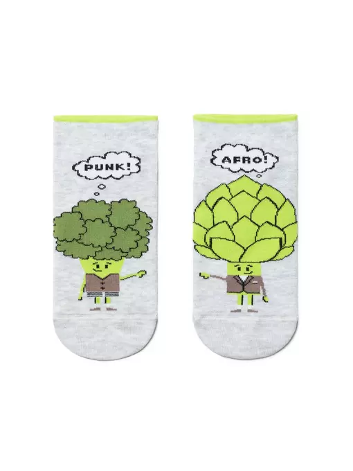 Короткие хлопковые женские носки conte happy 168 светло-серый, 19С-114СП, 36-39 (23-25), CONTE ELEGANT,  - 2