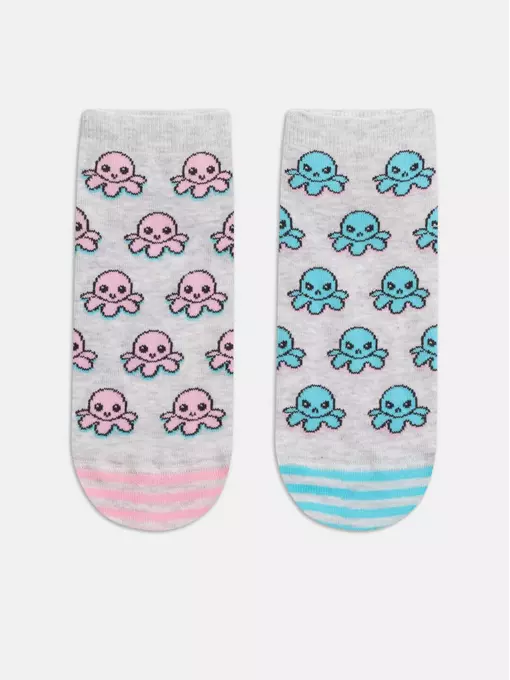 Короткие хлопковые женские носки happy 352 св.серый, 19С-114СП, 36-39 (23-25), CONTE ELEGANT,  - 6