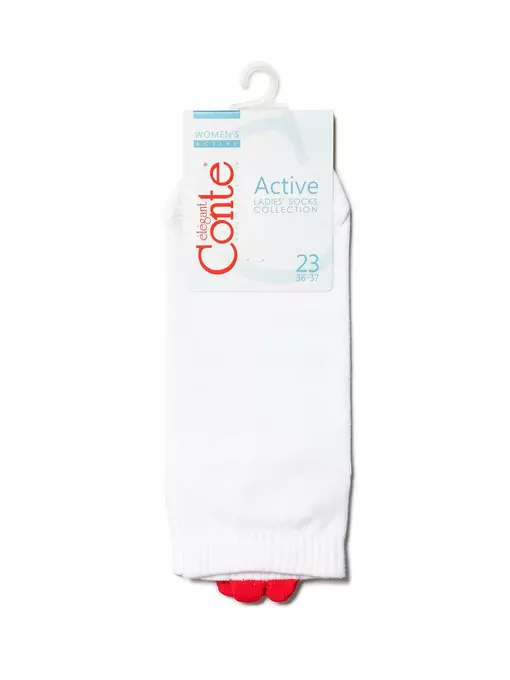 Короткие женские хлопковые носки с пикотом-«сердечком»  221 белый, 20С-18СП, 39-41 (25-27), CONTE ELEGANT,  - 4