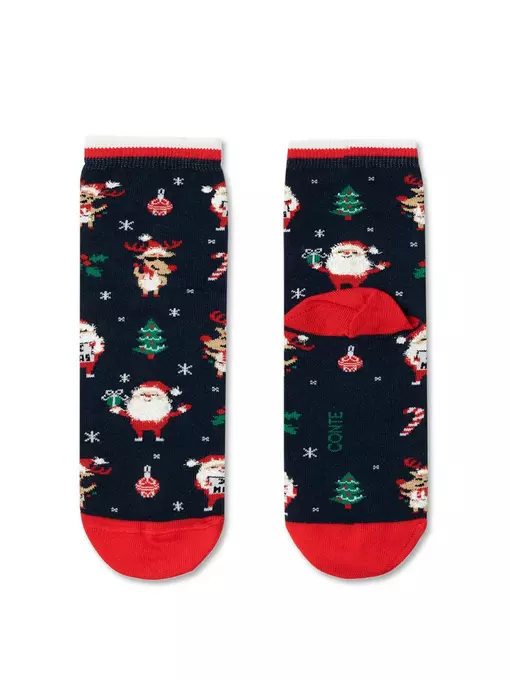 Новогодние женские носки с пушистой нитью «holiday» 517 темно-синий, , 36-39 (23-25), CONTE ELEGANT, - 2