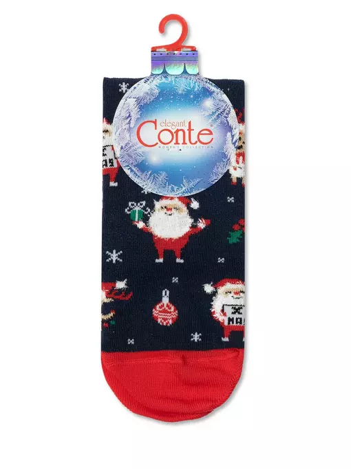 Новогодние женские носки с пушистой нитью «holiday» 517 темно-синий, , 36-39 (23-25), CONTE ELEGANT, - 3