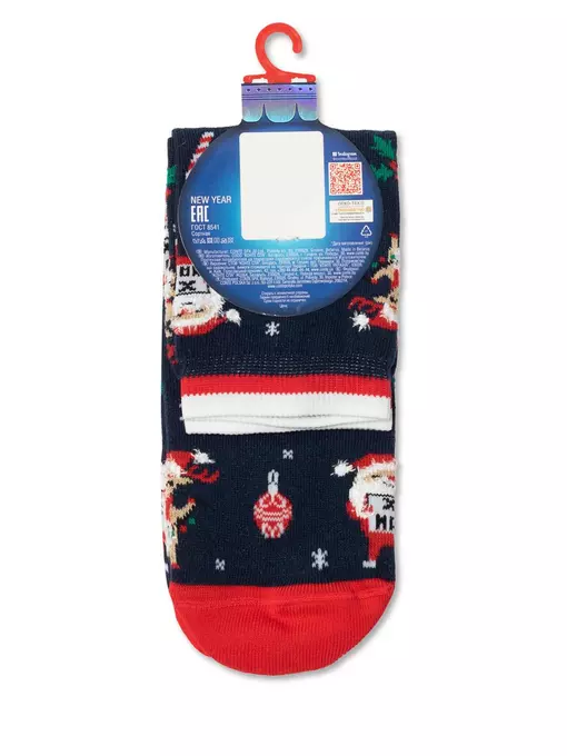 Новогодние женские носки с пушистой нитью «holiday» 517 темно-синий, , 36-39 (23-25), CONTE ELEGANT, - 4