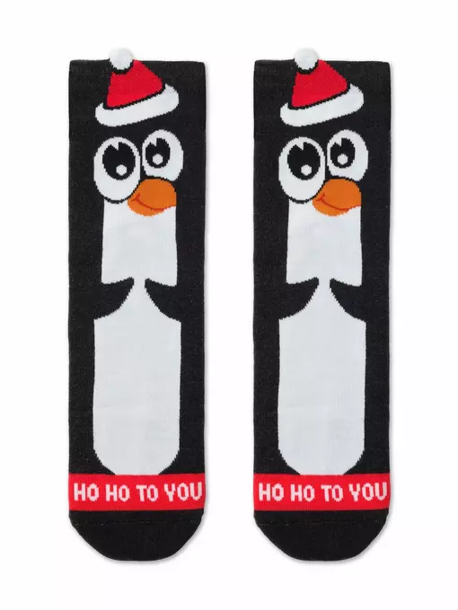 Новогодние женские носки (махровая стопа) new year 650 черный, 21С-75СП, 36-39 (23-25), CONTE ELEGANT,  - 2