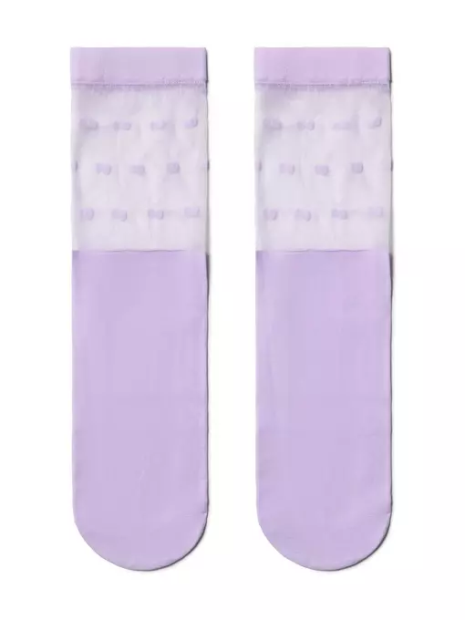 Удлиненные женские носки с прозрачным верхом в горошек fantasy violet, 19С-29СП, 36-39 (23-25), CONTE ELEGANT,  - 2