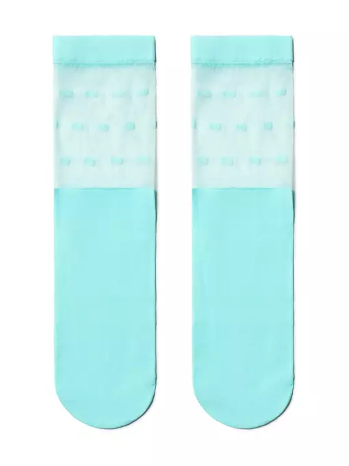 Удлиненные женские носки с прозрачным верхом в горошек fantasy turquoise, 19С-29СП, 36-39 (23-25), CONTE ELEGANT,  - 2