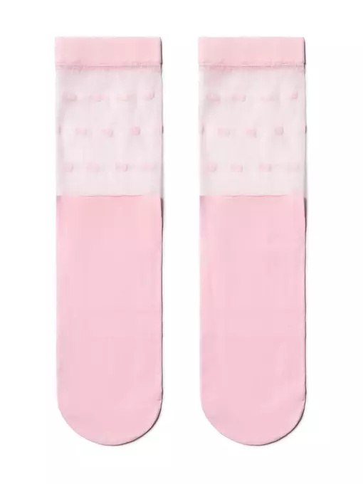 Удлиненные женские носки с прозрачным верхом в горошек fantasy light pink, 19С-29СП, 36-39 (23-25), CONTE ELEGANT,  - 2