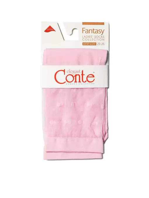 Удлиненные женские носки с прозрачным верхом в горошек fantasy light pink, 19С-29СП, 36-39 (23-25), CONTE ELEGANT,  - 3