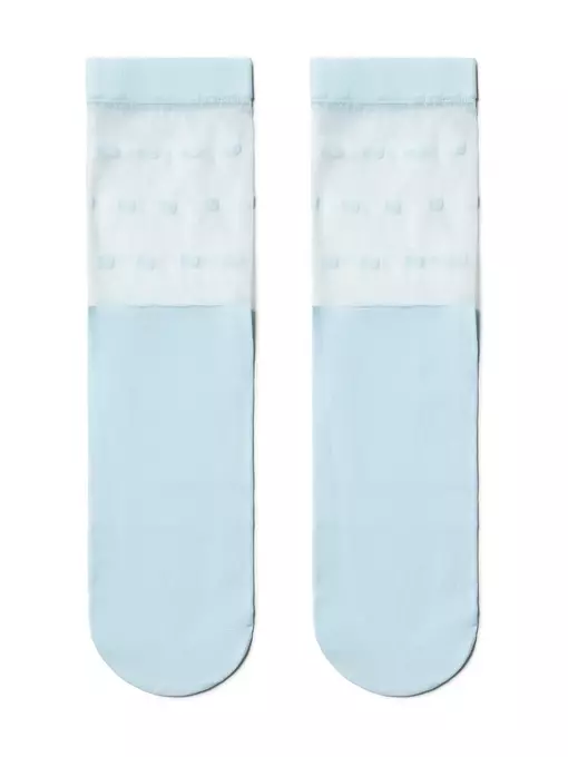 Удлиненные женские носки с прозрачным верхом в горошек fantasy light blue, 19С-29СП, 36-39 (23-25), CONTE ELEGANT,  - 2