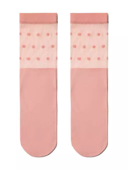 Удлиненные женские носки с прозрачным верхом в горошек fantasy dusty rose, 19С-29СП, 36-39 (23-25), CONTE ELEGANT,  - 2