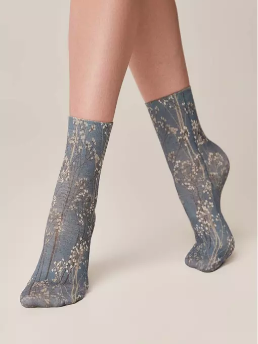 Носки женские с принтом из смесовой пряжи с хлопком и льном fantasy 404 джинс, 20С-107СП, 36-39 (23-25), ,  - 2