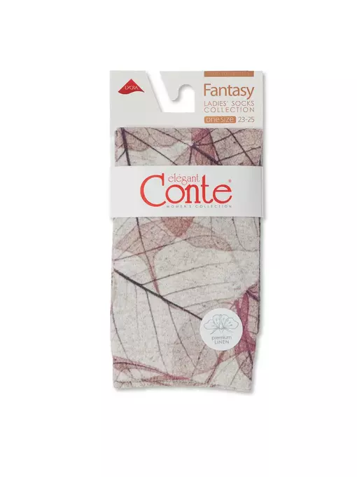 Носки женские с принтом fantasy из смесовой пряжи с хлопком и льном 255 бежевый, 20С-107СП, 36-39 (23-25), CONTE ELEGANT,  - 3