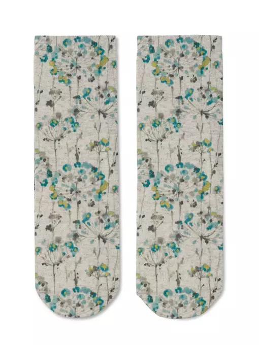 Носки женские с принтом fantasy из смесовой пряжи с хлопком и льном 258 бежевый, 20С-107СП, 36-39 (23-25), CONTE ELEGANT,  - 2