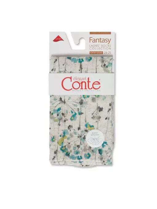 Носки женские с принтом fantasy из смесовой пряжи с хлопком и льном 258 бежевый, 20С-107СП, 36-39 (23-25), CONTE ELEGANT,  - 3