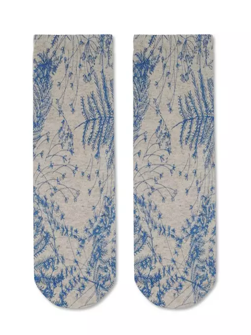 Носки женские с принтом fantasy из смесовой пряжи с хлопком и льном 260 бежевый, 20С-107СП, 36-39 (23-25), CONTE ELEGANT,  - 2