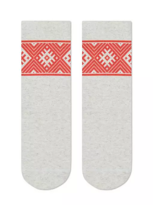 Носки женские с принтом fantasy из смесовой пряжи с хлопком и льном 274 бежевый, 20С-107СП, 36-39 (23-25), CONTE ELEGANT,  - 2