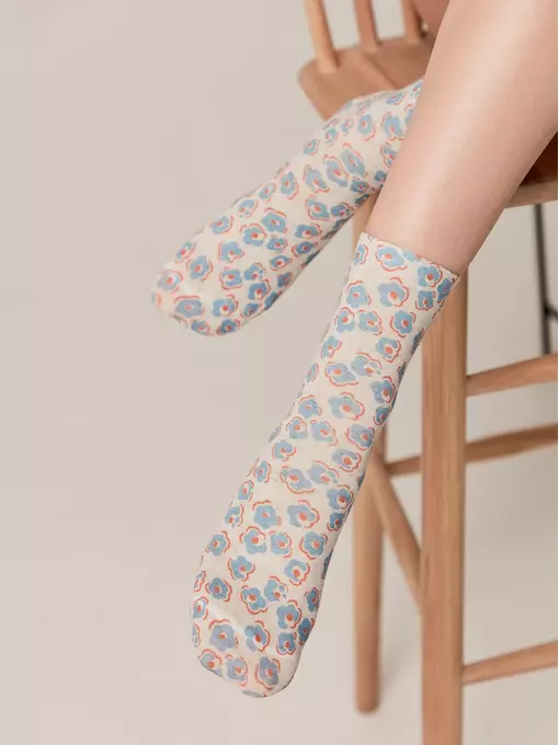 Носки женские с принтом из смесовой пряжи с хлопком и льном fantasy 403 бежевый, 20С-107СП, 36-39 (23-25), ,  - 2