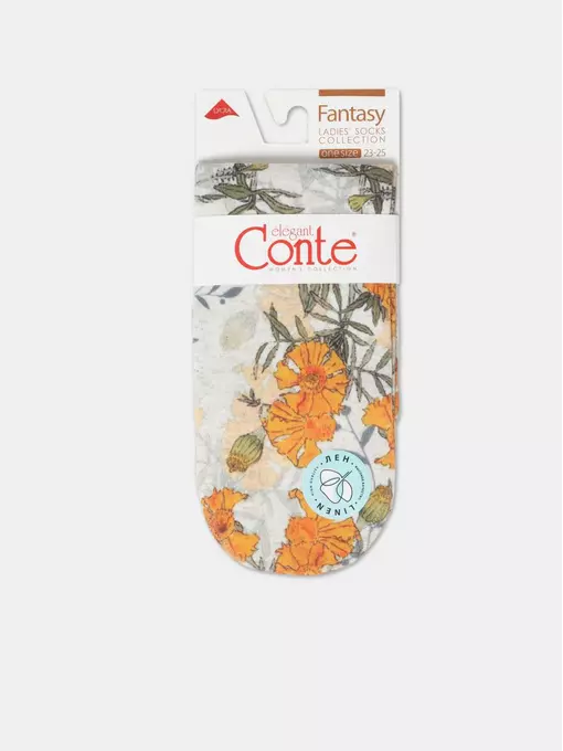 Носки женские с принтом из смесовой пряжи с хлопком и льном fantasy 402 желтый, 20С-107СП, 36-39 (23-25), ,  - 6