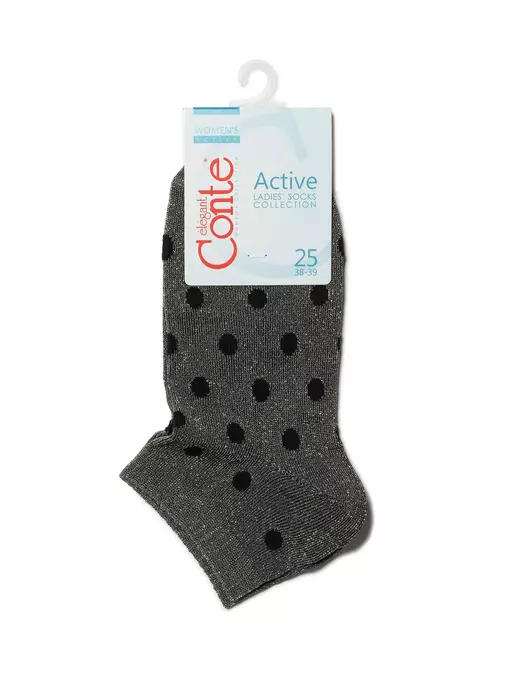 Укороченные блестящие вискозные носки с рисунком «в горошек» fantasy 155 пепельный, 19С-61СП, 36-37 (23), CONTE ELEGANT,  - 3