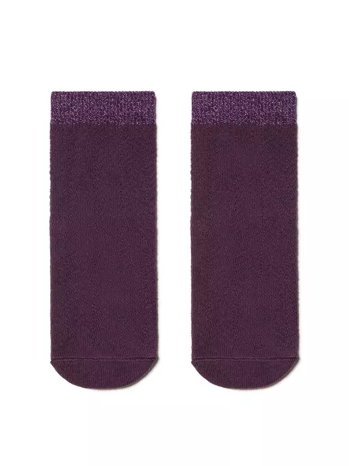 Носки женские хлопковые ajour (люрекс) баклажан, 15С-82СП, 36-37 (23), CONTE ELEGANT,  - 2