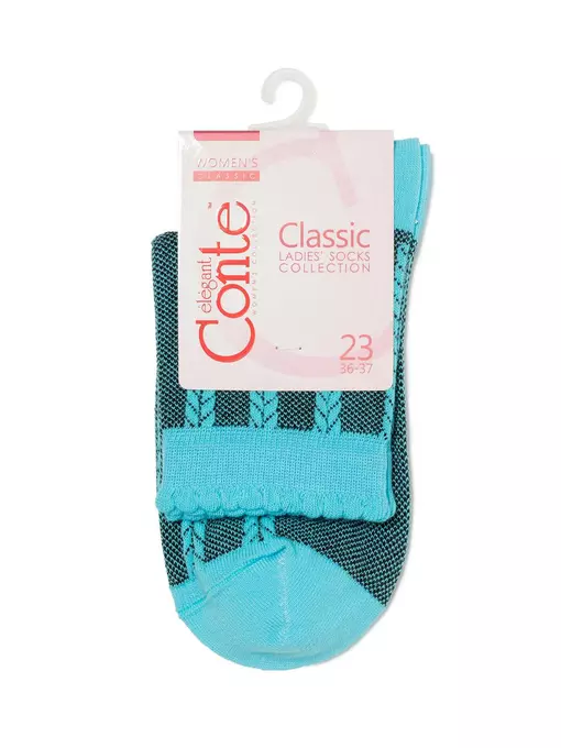 Носки женские хлопковые classic (рельефные) 086 бирюза, 16С-58СП, 38-39 (25), CONTE ELEGANT,  - 3