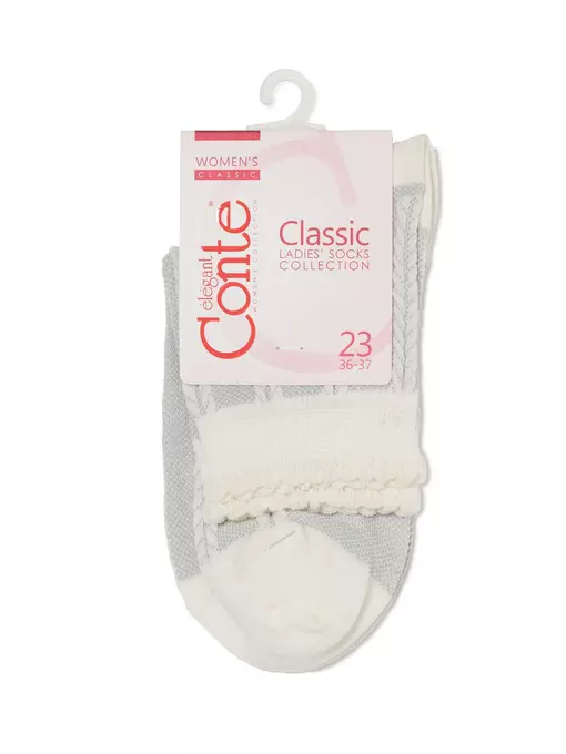 Носки женские хлопковые classic (рельефные) 086 молочный, 16С-58СП, 38-39 (25), CONTE ELEGANT,  - 3