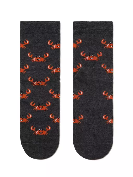 Хлопковые женские носки classic с рисунками "крабы" 148 темно-серый, 15С-15СП, 38-39 (25), CONTE ELEGANT,  - 2