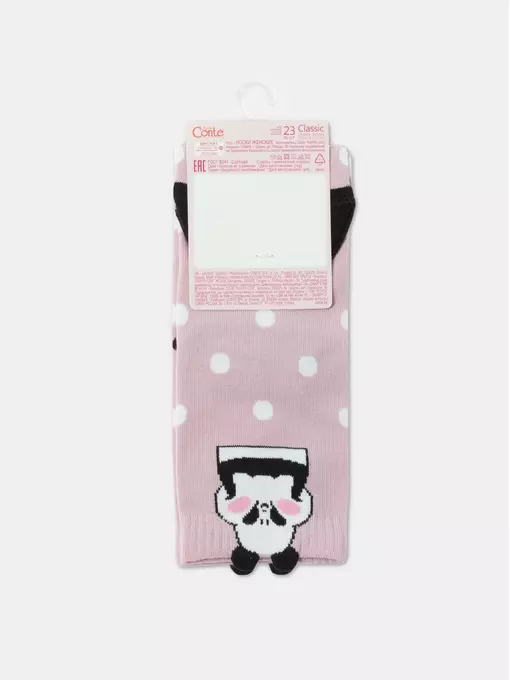 Хлопковые женские носки classic с пикотом «panda» 365 пепельно-розовый, 17С-183СП, 40-41 (27), CONTE ELEGANT,  - 6