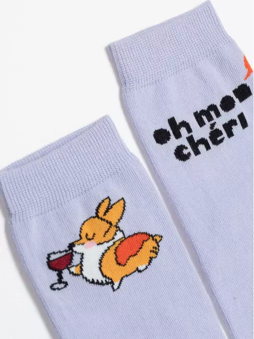 Хлопковые женские носки happy с рисунками "oh mon chéri" 371 бледно-фиолетовый, 18С-227СП, 36-39 (23-25), CONTE ELEGANT,  - 4