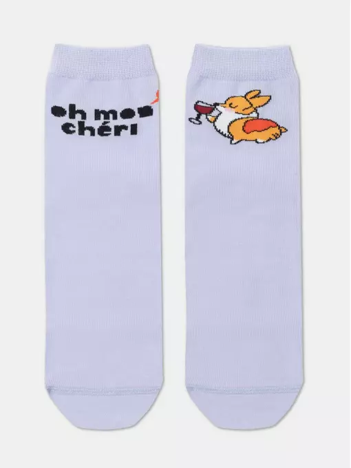 Хлопковые женские носки happy с рисунками "oh mon chéri" 371 бледно-фиолетовый, 18С-227СП, 36-39 (23-25), CONTE ELEGANT,  - 3