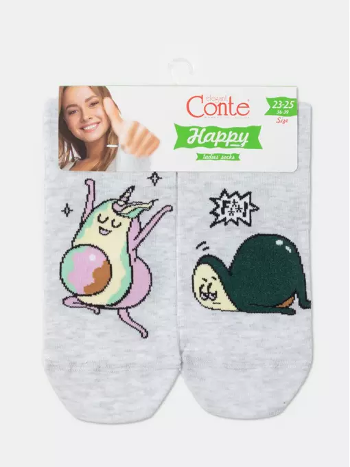 Хлопковые женские носки happy с рисунком «fitness» 385 светло-серый, 18С-227СП, 36-39 (23-25), ,  - 5