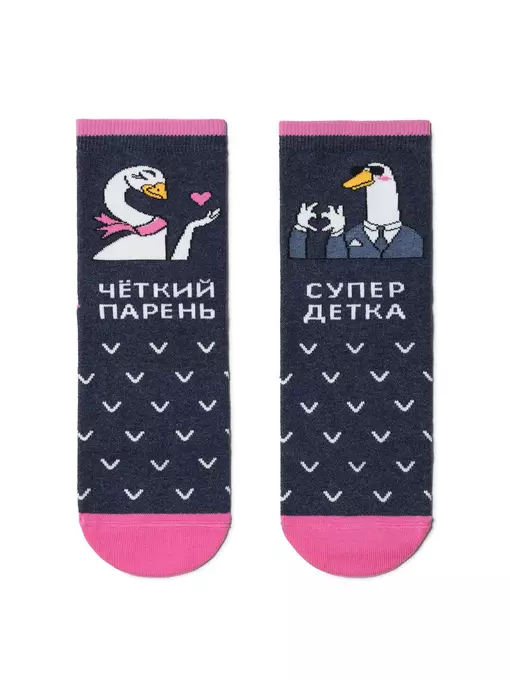 Носки женские хлопковые conte happy c рисунками "гуси" 172 темный джинс, 18С-227СП, 36-39 (23-25), CONTE ELEGANT,  - 2