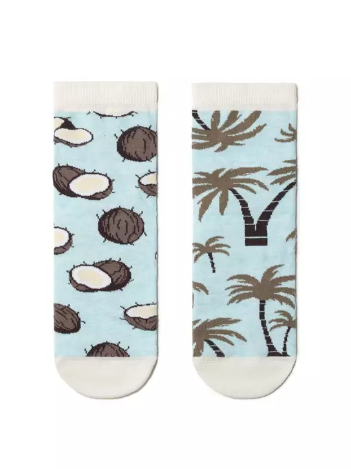 Хлопковые женские носки happy с рисунками "кокосы и пальмы" 165 бледно-бирюзовый, 18С-227СП, 36-39 (23-25), CONTE ELEGANT,  - 2