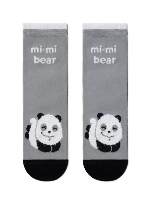 Хлопковые женские носки happy с пушистым рисунком "панда" 421 серый, 18С-268СП, 36-39 (23-25), CONTE ELEGANT,  - 2