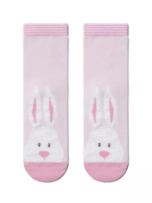 Хлопковые женские носки happy с пушистым рисунком "зайчик" 420 светло-розовый, 18С-268СП, 36-39 (23-25), CONTE ELEGANT,  - 2