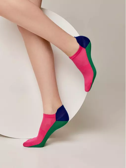 Ультракороткие женские хлопковые носки active с «язычком»  393 фуксия-зелёный, 19С-245СП, 36-37 (23), CONTE ELEGANT,  - 2