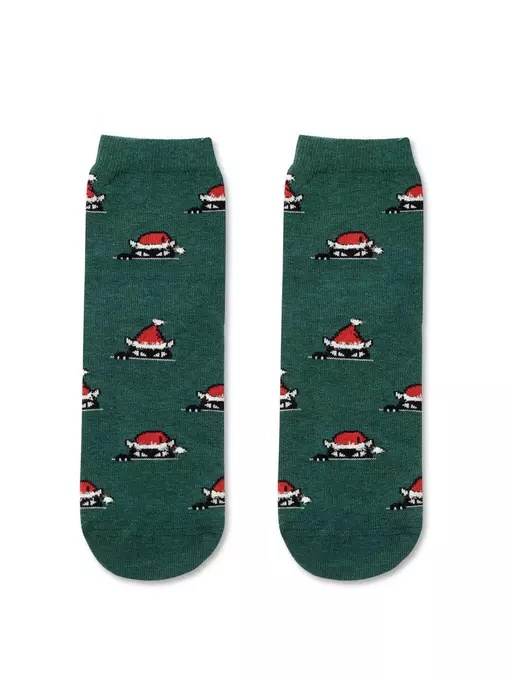 Носки женские новогодние с пушистой нитью «xmas cat» 524 темно-бирюзовый, 20С-34СП, 36-39 (23-25), CONTE ELEGANT,  - 2