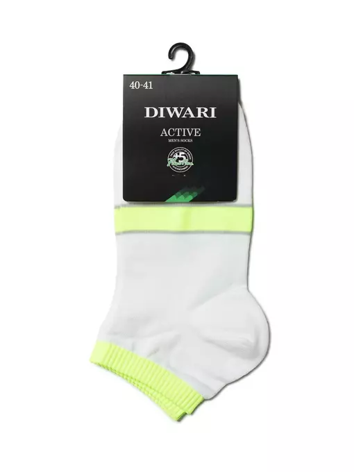 Носки мужские diwari active (короткие) 066 белый-салатовый, 7С-37СП, 42-43 (27), DIWARI,  - 2