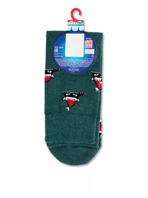 Новогодние мужские носки с пушистой нитью «xmas cat» diwari 524 темно-бирюзовый, 19С-66СП, 42-45 (27-29), DIWARI,  - 3