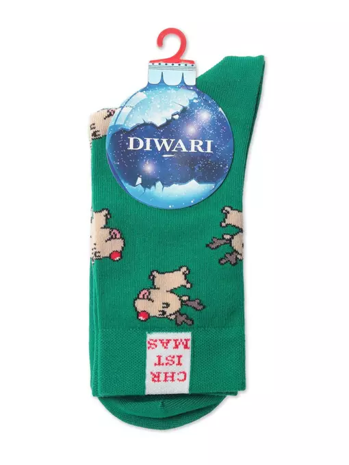 Новогодние мужские носки diwari new year 649 зеленый, 21С-71СП, 42-45 (27-29), DIWARI,  - 3